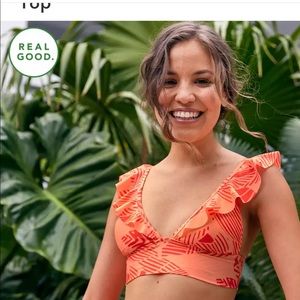 Aerie Ruffle Longline Bikini Peach